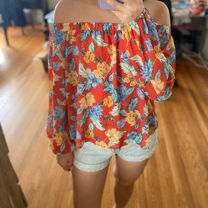 NWOT- Forever 21 floral off the shoulder top- S